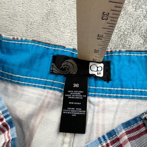 Ocean Pacific Chino Short Men 36 Navy Tartan Pocket Skate Surf Y2K OM32Y0013D - Picture 3 of 11